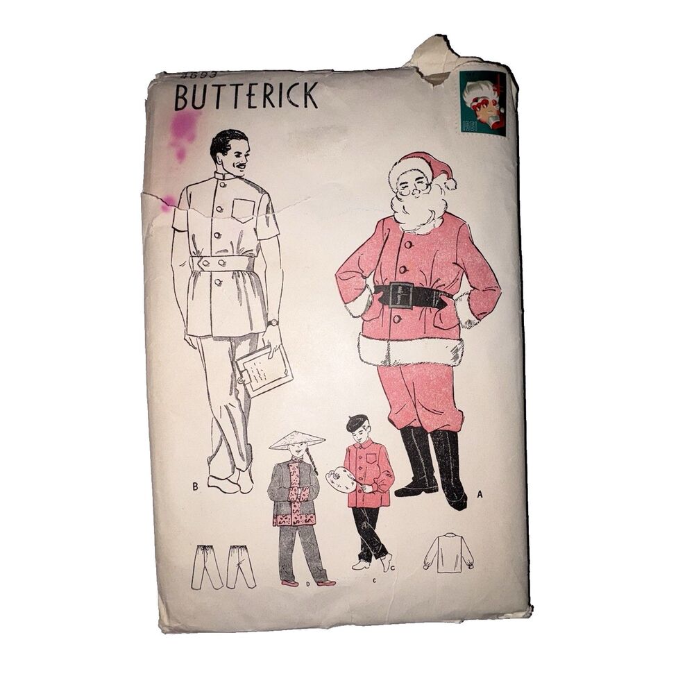 Vtg 1940's Butterick Santa Clause Suit Sewing Pattern Chest 46 Costumes 4693